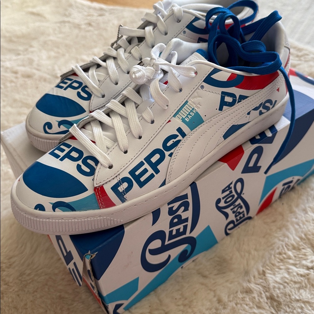 Puma Pepsi Edition White and Blue Sneakers